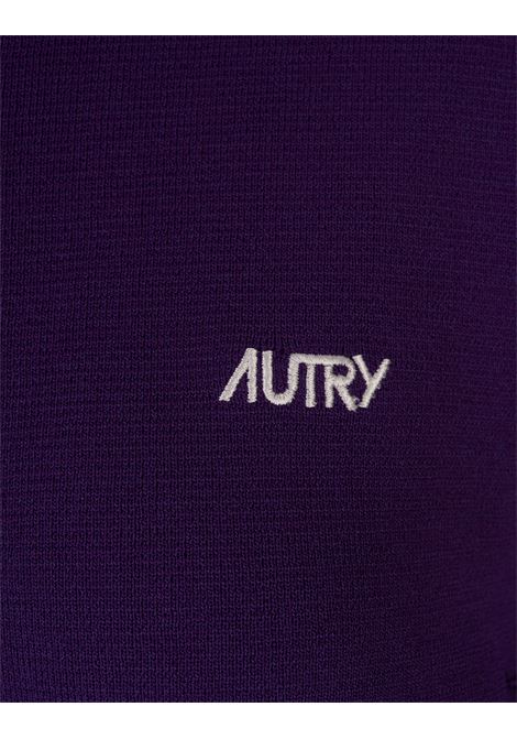 Felpa Zip-Up Viola Con Logo e Motivo a Righe AUTRY | JAPWB7KV