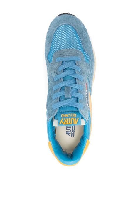 Reelwind Low Sneakers In Cenble e Gold Fusion Nylon and Suede AUTRY | WWLMUT02