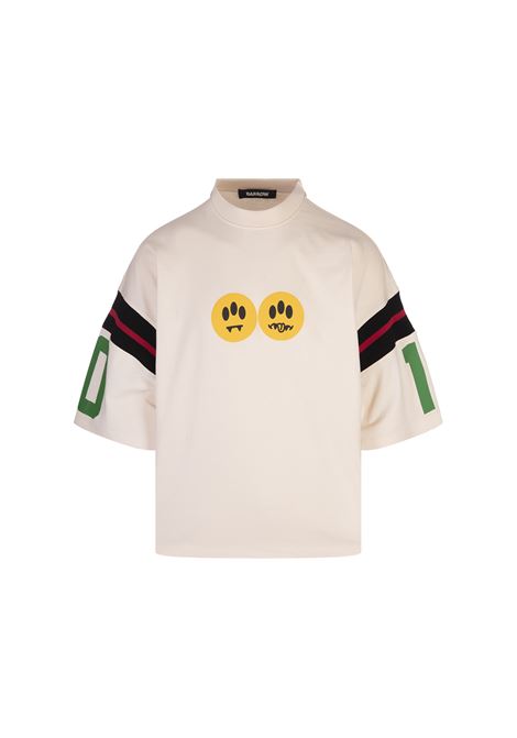 Vanilla T-Shirt With Print and Knit Inserts BARROW | S5BWUATH030BW029