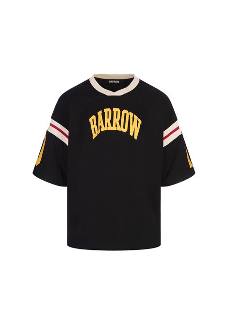 Black Jersey T-Shirt With Print and Knit Inserts BARROW | S5BWUATH032110
