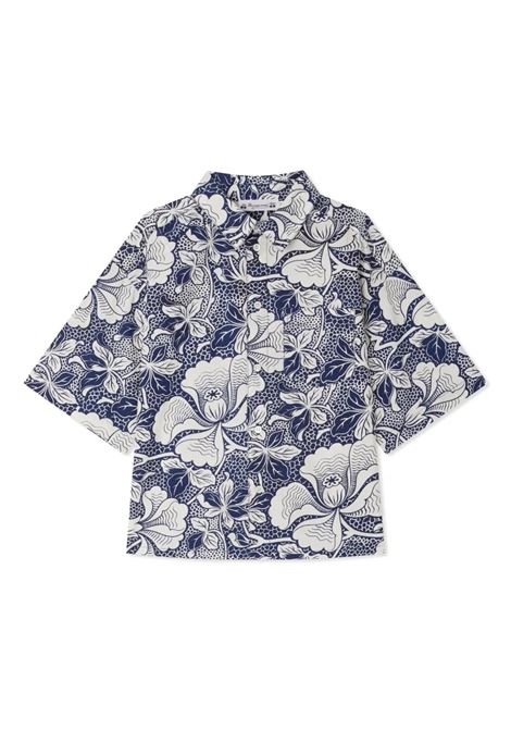 Camicia in Popeline Erian Blu Con Motivo Floreale BONPOINT | S05BSHW00029515