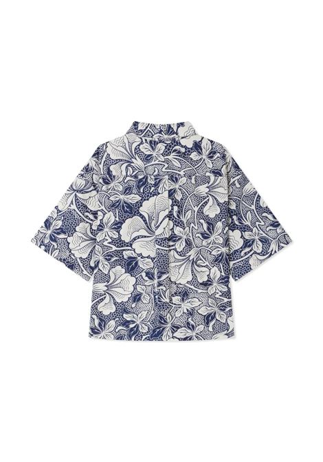 Camicia in Popeline Erian Blu Con Motivo Floreale BONPOINT | S05BSHW00029515