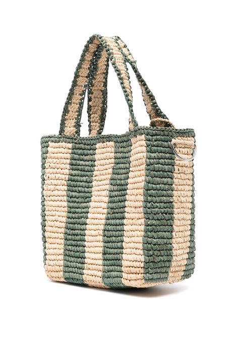 Borsa a Strisce in Rafia Verde BONPOINT | S05GBAW00012048B
