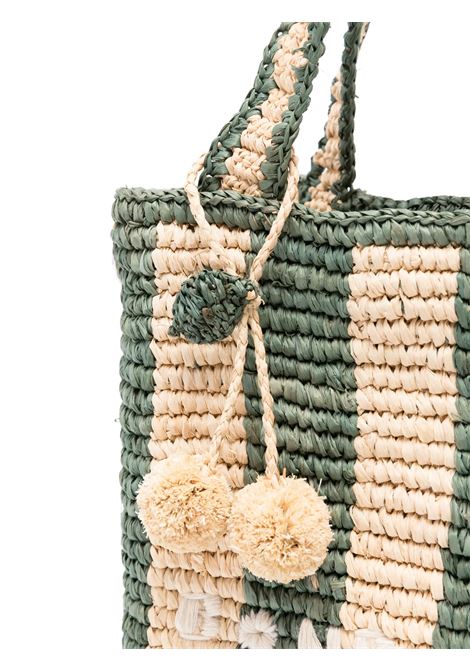 Borsa a Strisce in Rafia Verde BONPOINT | S05GBAW00012048B