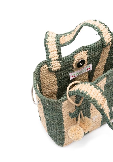 Borsa a Strisce in Rafia Verde BONPOINT | S05GBAW00012048B