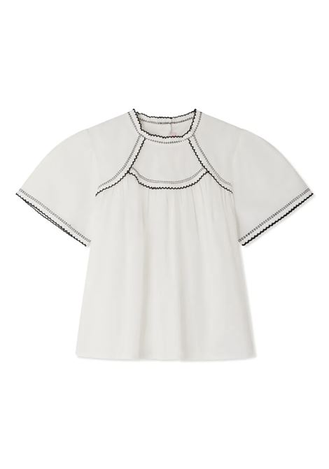 Blusa Eldoradie Bianca Con Ricami a Contrasto BONPOINT | S05GBLW00046002