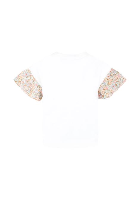 T-Shirt Bianca Con Maniche In Tessuto Liberty BONPOINT | S05GTSK00010002