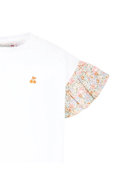 T-Shirt Bianca Con Maniche In Tessuto Liberty BONPOINT | S05GTSK00010002