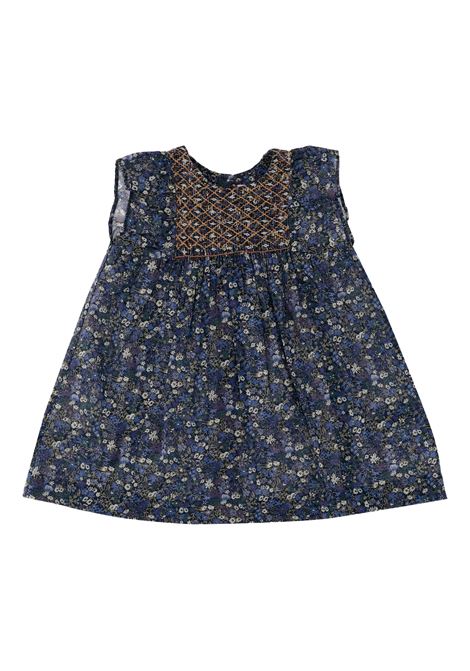 Abito Smock Cadelili In Tessuto Liberty Blu Inchiostro BONPOINT | S05XDRW00023577