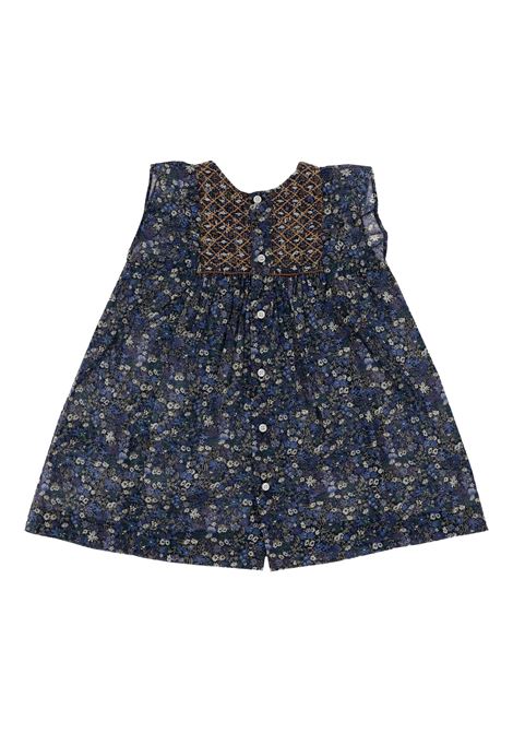 Abito Smock Cadelili In Tessuto Liberty Blu Inchiostro BONPOINT | S05XDRW00023577