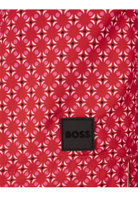 Costume Da Bagno Rosso Con Pattern Geometrico BOSS | 50518968610