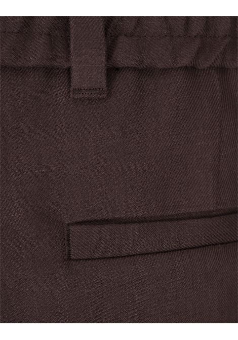 Pantaloni L-Peet In Lino Marrone Con Coulisse BOSS | 50538679203