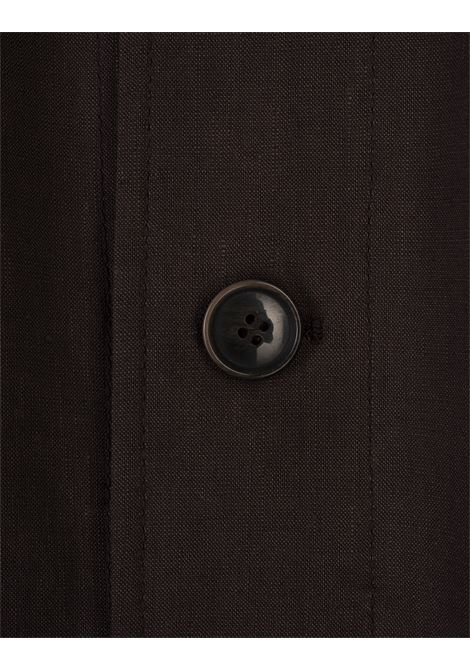 Sovracamicia Marrone Scuro In Lino e Lana BOSS | 50539503203
