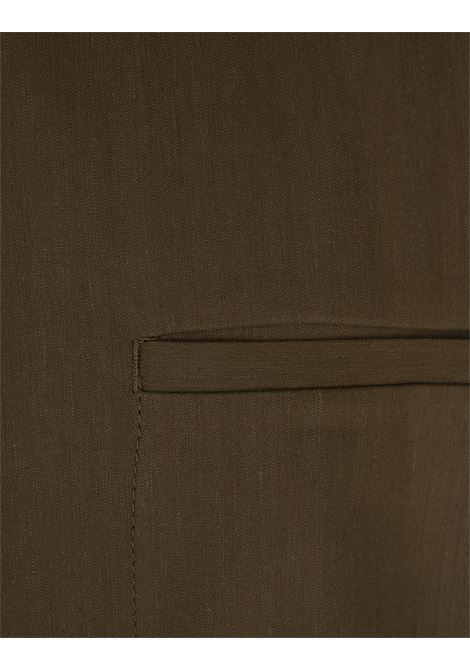 Sovracamicia In Misto Lino Verde Scuro Con Zip BOSS | 50540701302
