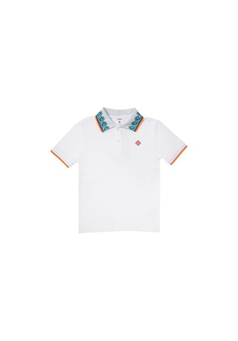 Polo Bianca Con Motivo Wave Sul Colletto CASABLANCA KIDS | Polo | KS25-JTP-37001