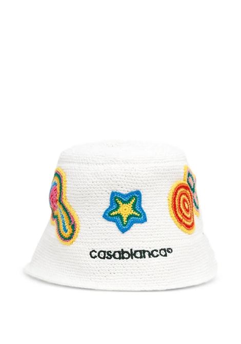 Cappello All'Uncinetto Bianco Con Motivo CASABLANCA | AS25-HAT-07901