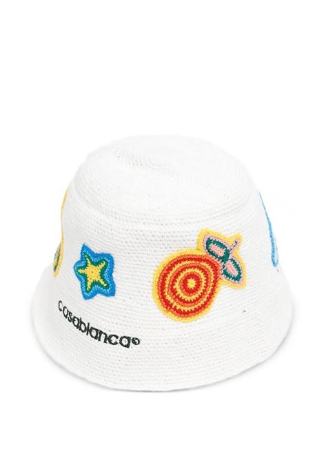 Cappello All'Uncinetto Bianco Con Motivo CASABLANCA | AS25-HAT-07901