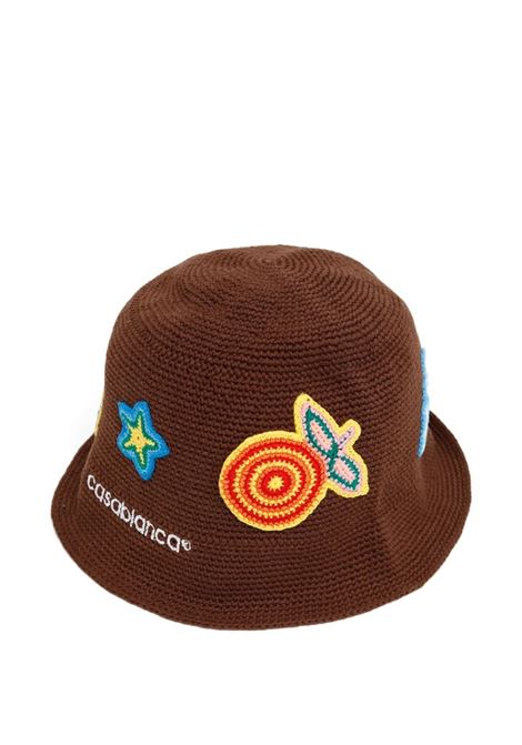 Cappello All'Uncinetto Marrone Con Motivo CASABLANCA | AS25-HAT-07902