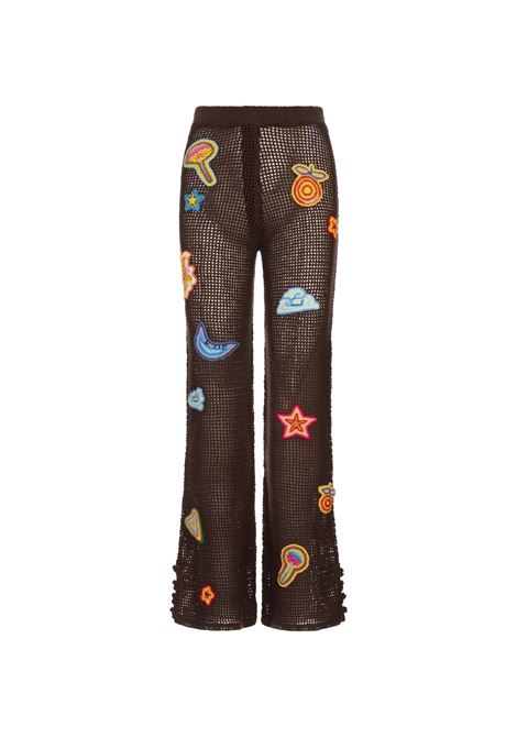 Pantaloni All'Uncinetto Marroni Con Motivi CASABLANCA | WS25-KW-94001