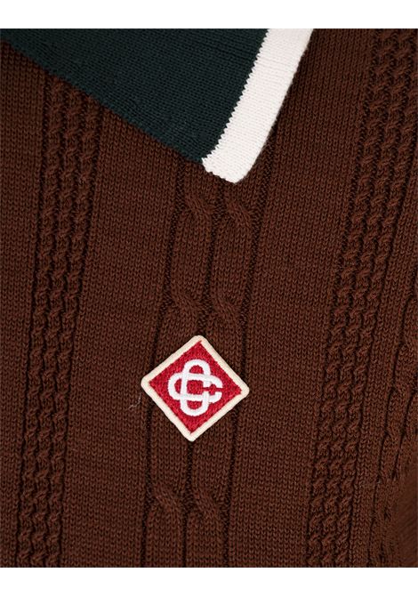 Polo In Maglia a Trecce Marrone CASABLANCA | WS25-KW-94801