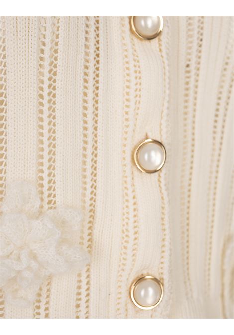 Camicia In Maglia e Pizzo Floreale Off White CASABLANCA | WS25-KW-95501
