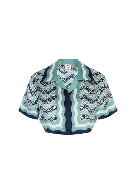 Camicia Monogram Wave Cropped In Seta CASABLANCA | WS25-SH-08601