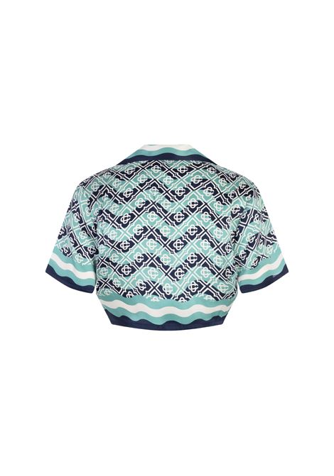 Camicia Monogram Wave Cropped In Seta CASABLANCA | WS25-SH-08601