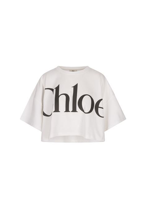 T-Shirt Boxy Bianco Con Logo CHLOÉ | 24AJH09183101