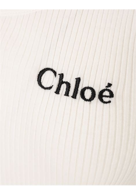 Canotta a Coste Bianca Con Logo CHLOÉ | 25SJH12180101