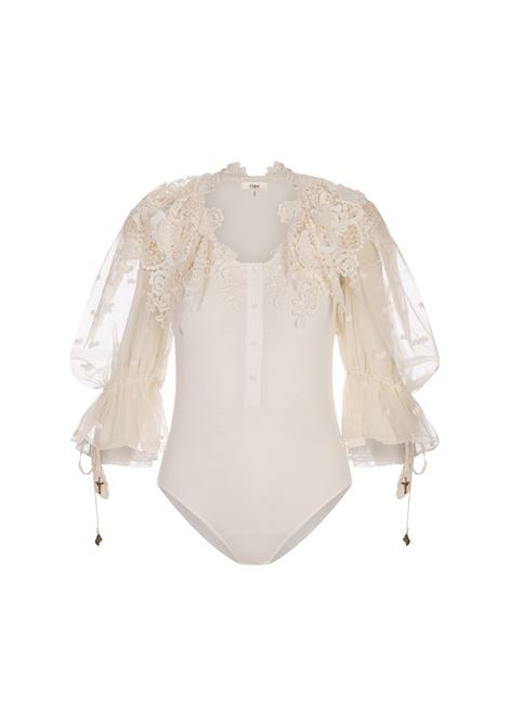 Body Aderente Con Maniche a Sbuffo In Guipure CHLOÉ | 25UBD05098107