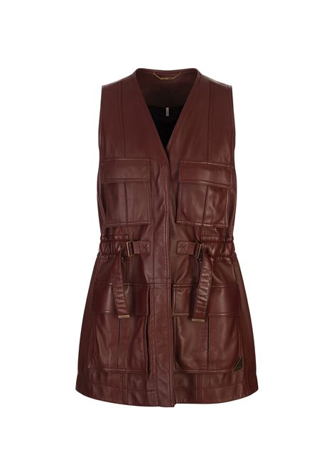 Gilet Utilitario In Pelle Faded Mahogany CHLOÉ | 25UCG0121127N