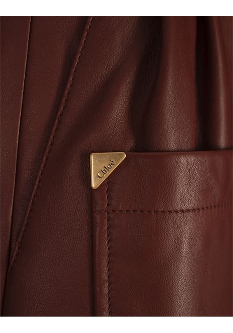High-Waisted Shorts in Faded Mahogany Leather CHLOÉ | 25UCS0420527N