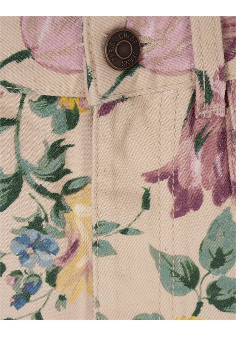 High-Waisted Flare Jeans in Grizzled Blue Printed Denim CHLOÉ | 25UDP03256468