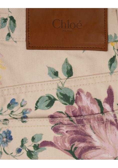 High-Waisted Flare Jeans in Grizzled Blue Printed Denim CHLOÉ | 25UDP03256468