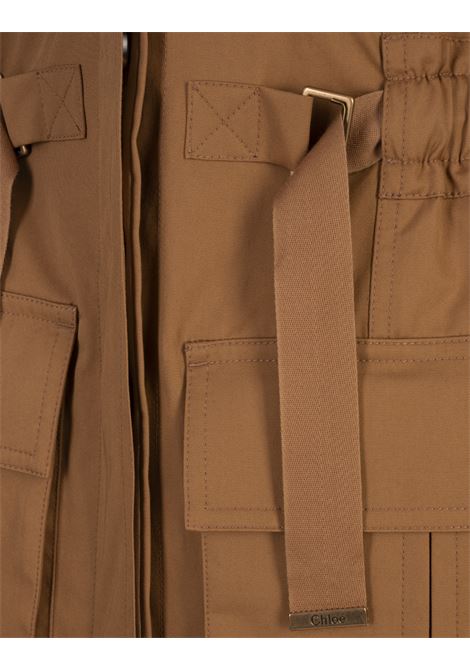 Gilet Utilitario In Leggero Gabardine Di Cotone Golden Brown CHLOÉ | 25UGI1011820Y