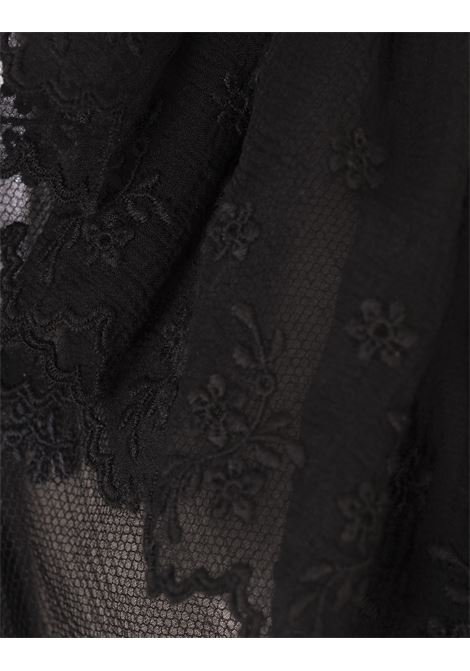 Top Nero Con Volant e Scollo a V In Pizzo Ricamato CHLOÉ | 25UHT26099001