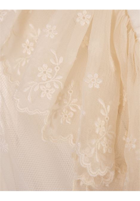 Top Bianco Con Volant e Scollo a V In Pizzo Ricamato CHLOÉ | 25UHT26099113