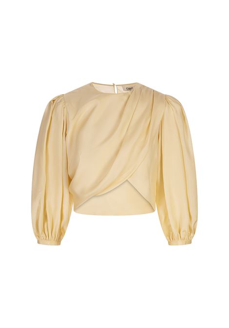 Top Corto Drappeggiato In Crepe De Chine Gialla CHLOÉ | 25UHT69489753