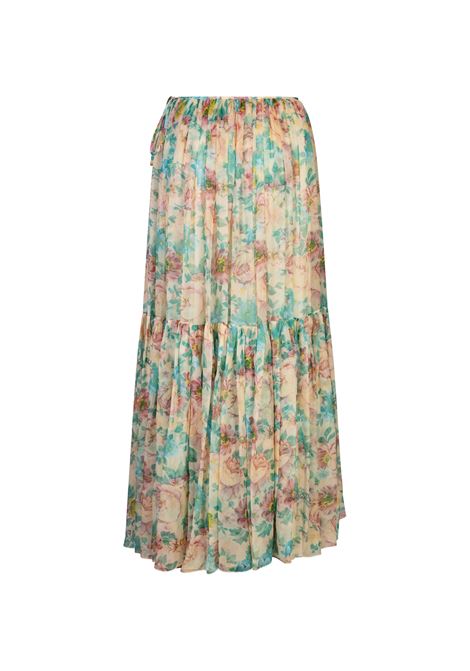 Maxi Gonna Arricciata In Mussola Di Seta Stampata Seedpearl Beige CHLOÉ | 25UJU1046524T
