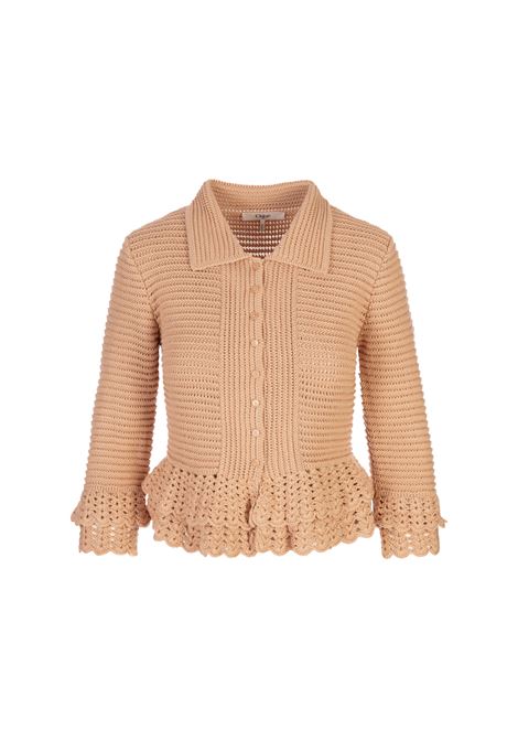 Cardigan Aderente Cheek In Maglia All'Uncinetto Con Volant CHLOÉ | 25UMP0554526W