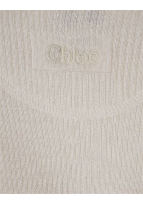 Top In Maglia Di Lana Bianca Con Guipure Floreale CHLOÉ | 25UMP10615107