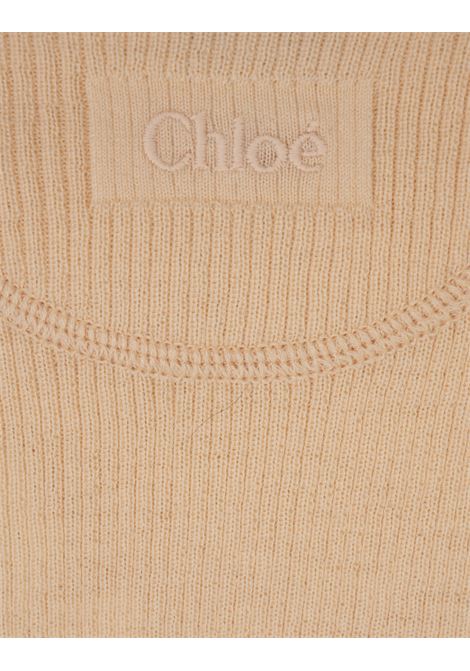 Top In Maglia Di Lana Bleached Orange Con Guipure Floreale CHLOÉ | 25UMP1061581G