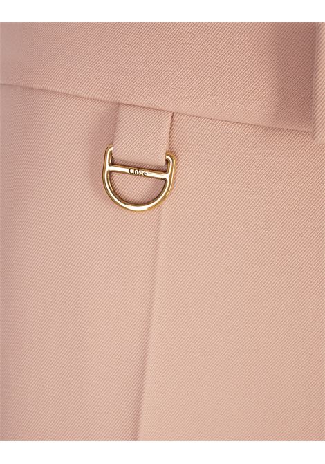 Pantaloni a Gamba Ampia In Twill Di Lana Rosa CHLOÉ | 25UPA030126H9