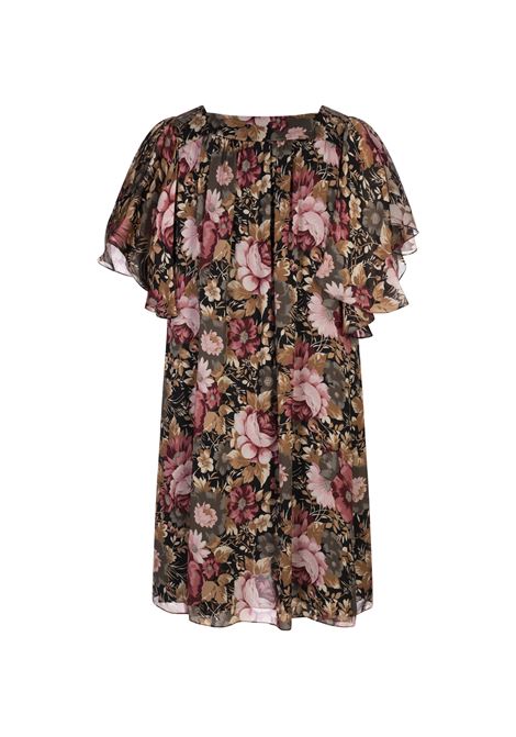 Abito Corto Svasato Nero Stampato CHLOÉ | 25URO33493001