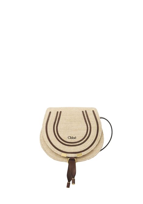 Borsa Saddle Marcie Piccola In Fibre Effetto Rafia Hot Sand CHLOÉ | 25US680P1924P
