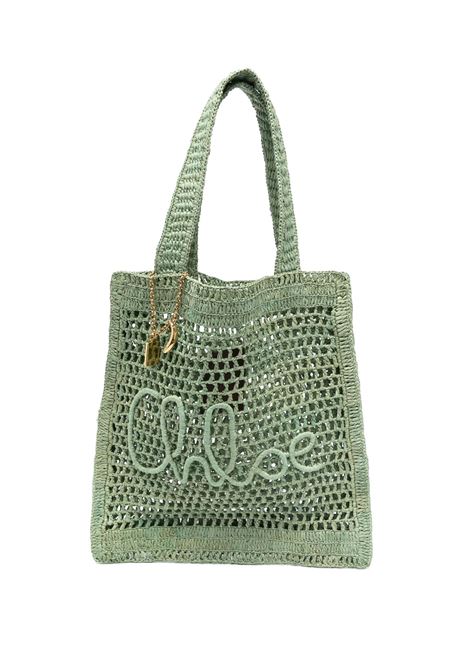 Tota Bag Summer Banana In Rafia Tea Leaf Green CHLOÉ | 25US901P0838M