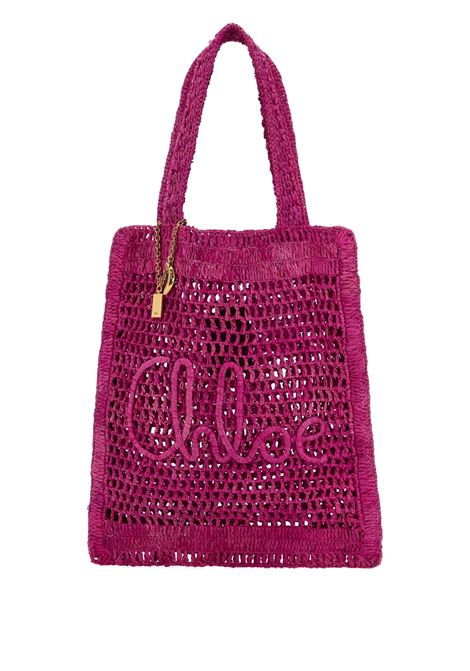 Tota Bag Summer Banana In Rafia Fuchsia Rose CHLOÉ | 25US901P086P1