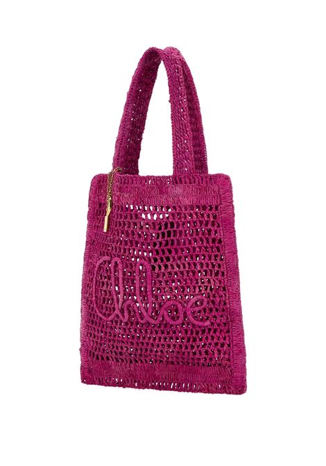 Tota Bag Summer Banana In Rafia Fuchsia Rose CHLOÉ | 25US901P086P1