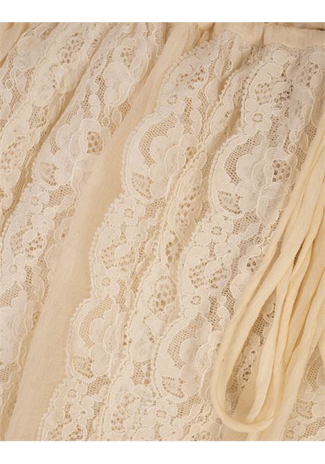 Whisper White Silk Muslin Mini Shorts with Floral Lace CHLOÉ | 25USH24116113