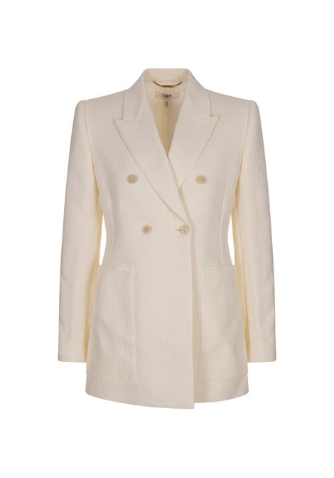 Giacca Sartoriale Doppiopetto In Jacquard Trapuntato Coconut Milk CHLOÉ | 25UVE30426103